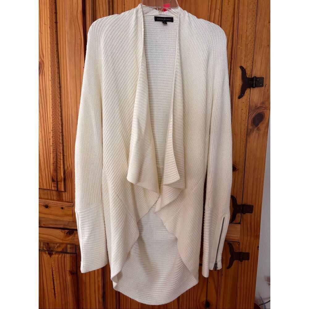 Banana Republic Drape Front Sweater with Zippers At The Cuffs